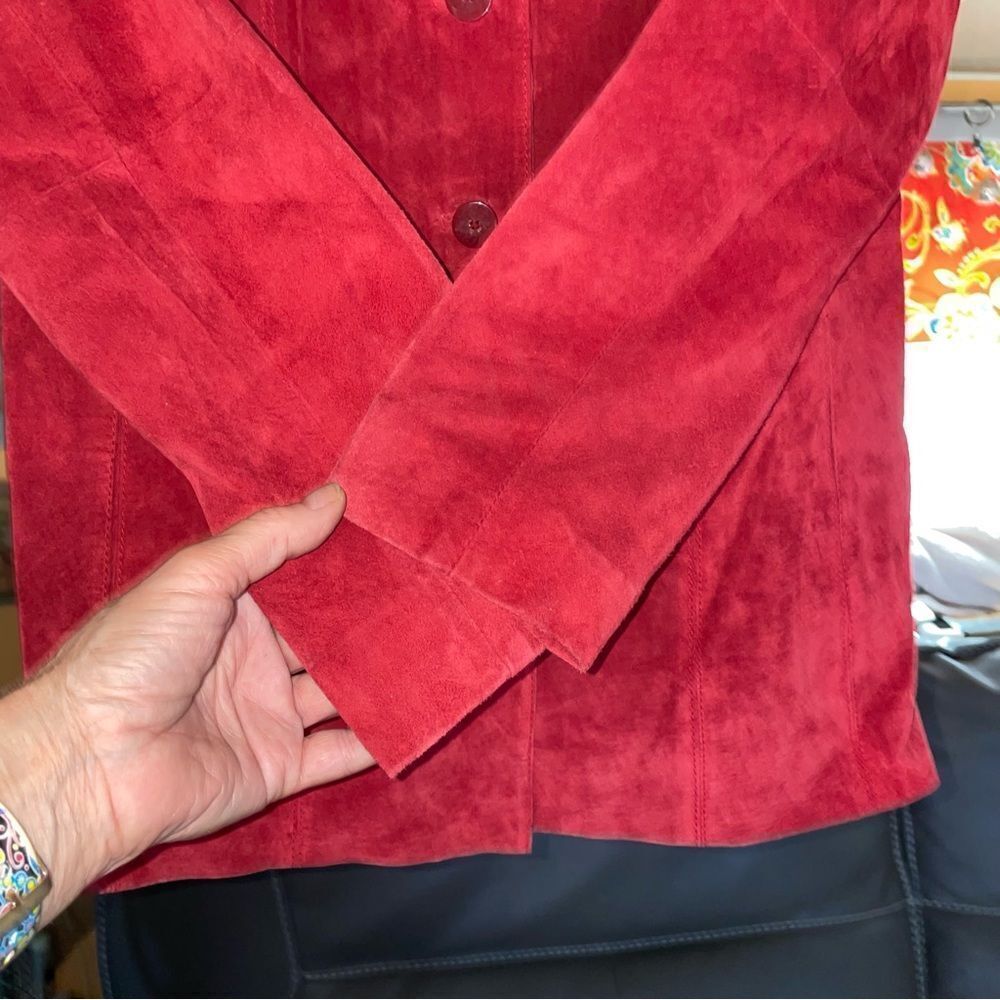 Pursuits Ltd Red Leather Button Down Jacket Blazer - image 5